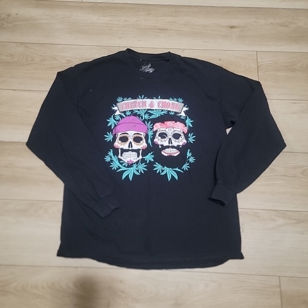Black Long Sleeve Shirt with Skull Design